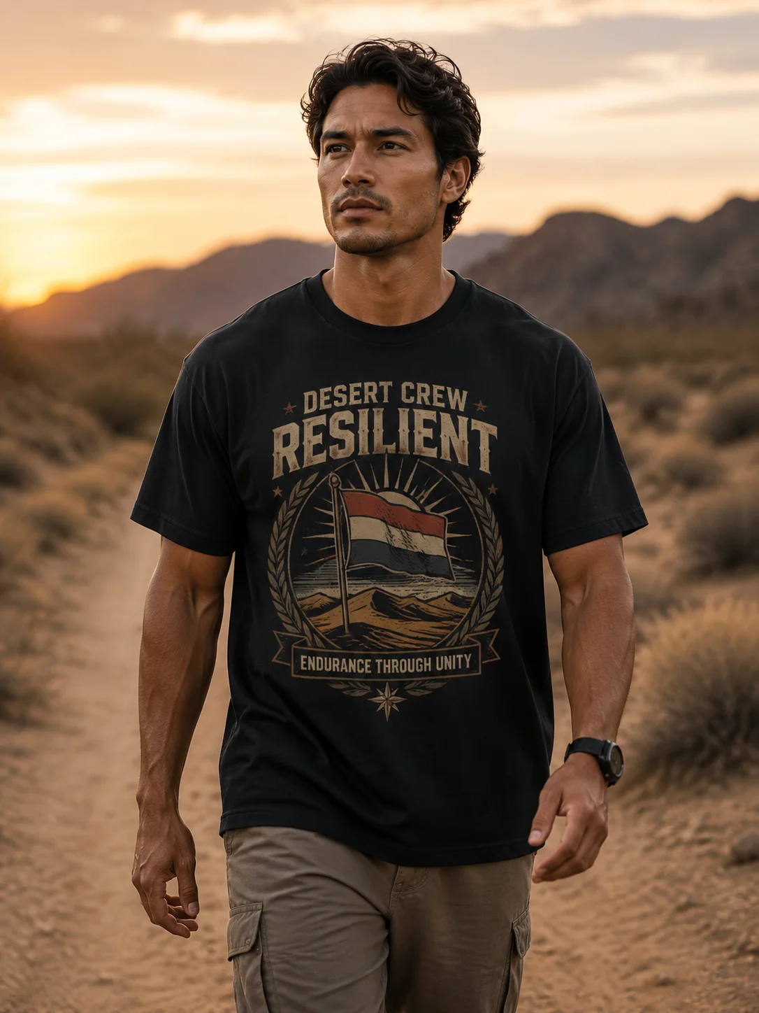 Men Graphic T Shirt Short Sleeve Loose Fit 50% Cotton 50% Polyester Stretch Fabric Desert Flag Vintage Print Casual Summer
Men Graphic T Shirt Short Sleeve Loose Fit 50% Cotton 50% Polyester Stretch Fabric Desert Flag Vintage Print Casual Summer