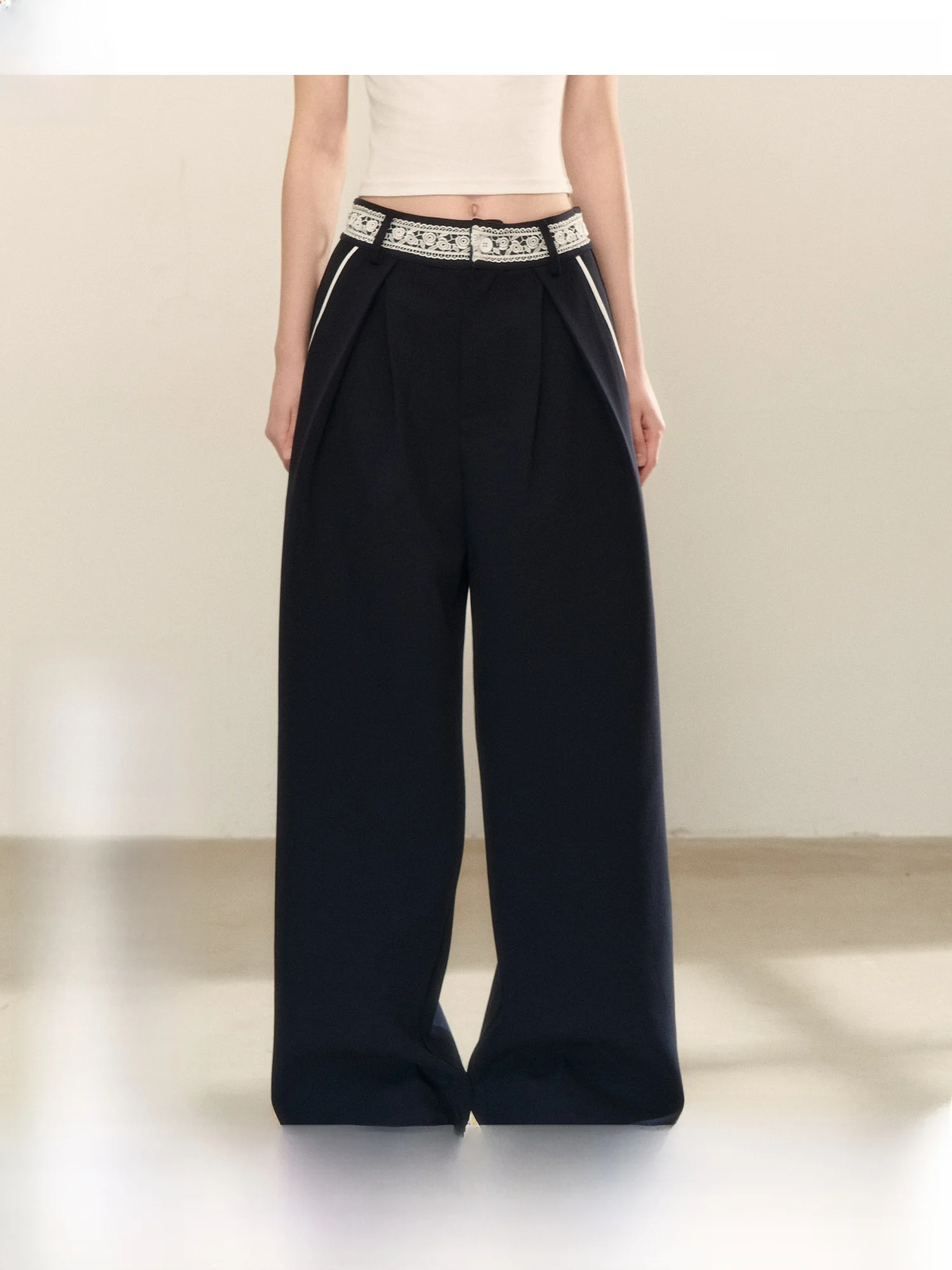 QDQD High Waist Wide Leg Pants Lace Splicing Casual Summer High Fashion Sense Dark Blue Straight Tube Pants Ladies' Casual Tr...
QDQD High Waist Wide Leg Pants Lace Splicing Casual Summer High Fashion Sense Dark Blue Straight Tube Pants Ladies' Casual Tr...