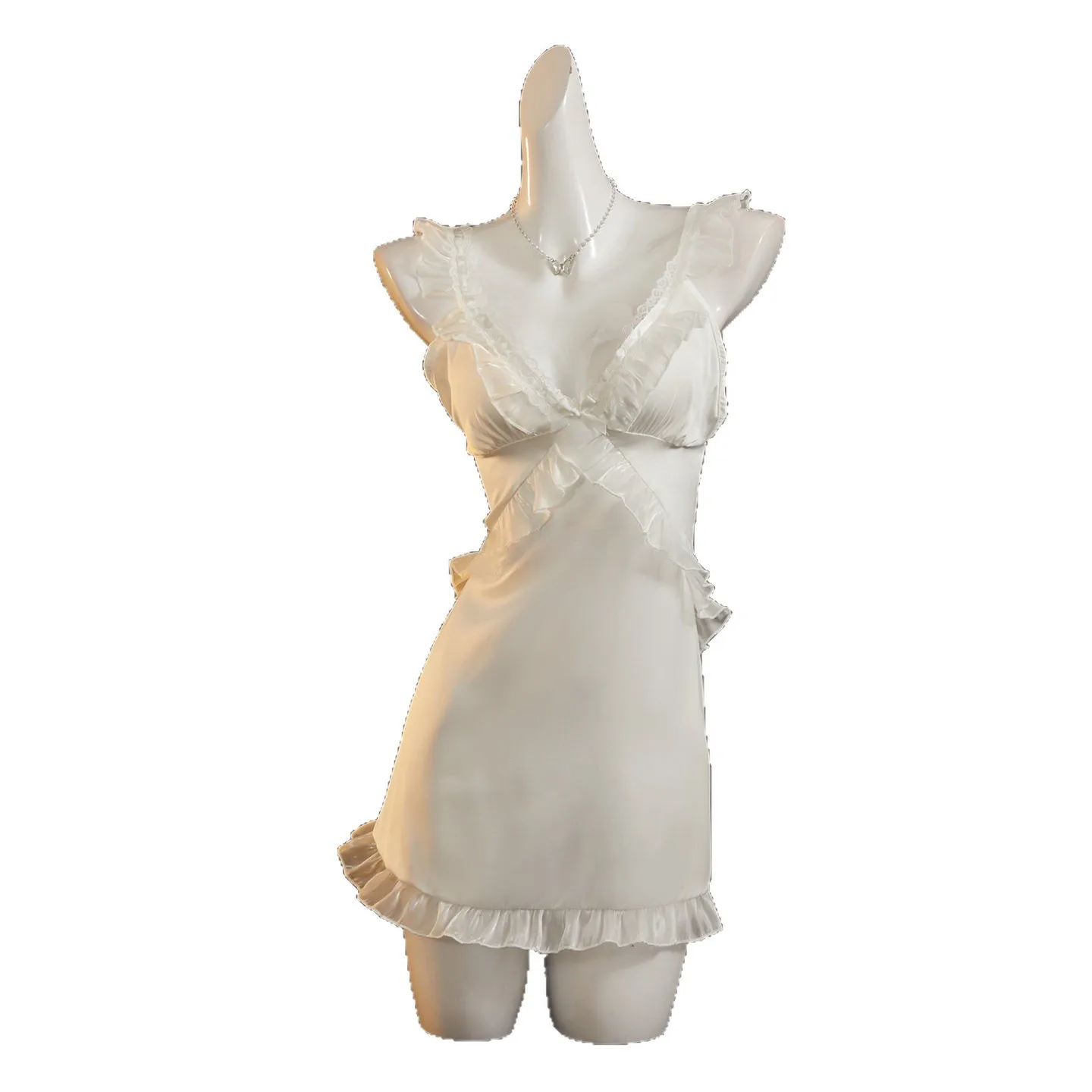 French-style Sweet And Sexy Pajamas For Women Thin Ice Silk With Lace Mesh Camisole Dress With Chest Pads Home Wear 0RHE
French-style Sweet And Sexy Pajamas For Women Thin Ice Silk With Lace Mesh Camisole Dress With Chest Pads Home Wear 0RHE
