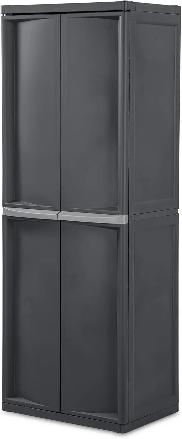 4-Shelf Lockable Storage Cabinet, Adjustable Shelves, Gray Plastic Organizer for Garage, Pantry, Basement, Laundry, Mudroom
4-Shelf Lockable Storage Cabinet, Adjustable Shelves, Gray Plastic Organizer for Garage, Pantry, Basement, Laundry, Mudroom