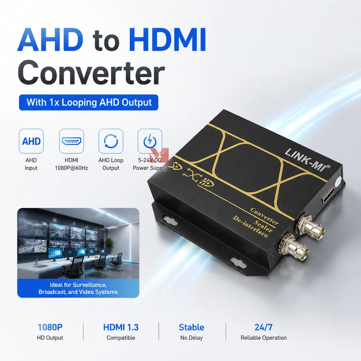 AHD to HDMI Converter 1080P Video Converter 1xLooping AHD Output HDMI 1.3 Consumer Electronics Accessories
AHD to HDMI Converter 1080P Video Converter 1xLooping AHD Output HDMI 1.3 Consumer Electronics Accessories
