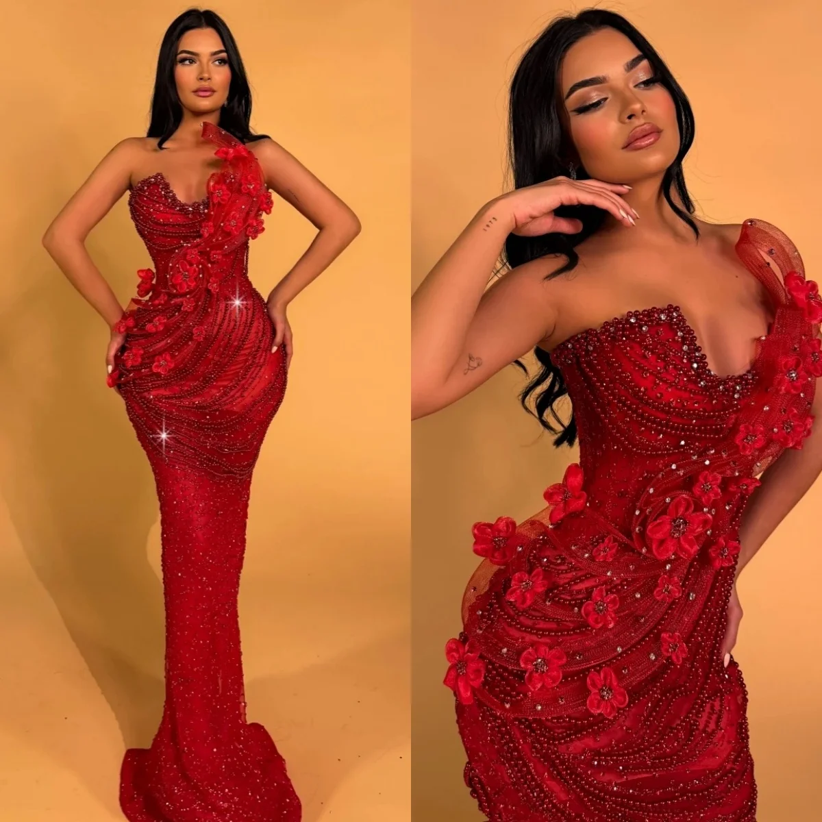 Luxury Pearls Evening Dresses Strapless Flowers Prom Dress Rhinestone Sleeveless Mermaid Party Gowns Vestidos De Noche
Luxury Pearls Evening Dresses Strapless Flowers Prom Dress Rhinestone Sleeveless Mermaid Party Gowns Vestidos De Noche