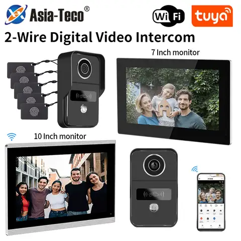 2 Wire Tuya Smart Home Wifi 1080P Video Intercom Video Door Phone 7/10in Color Touch LCD Screen Camera Doorbell Door Bell System
