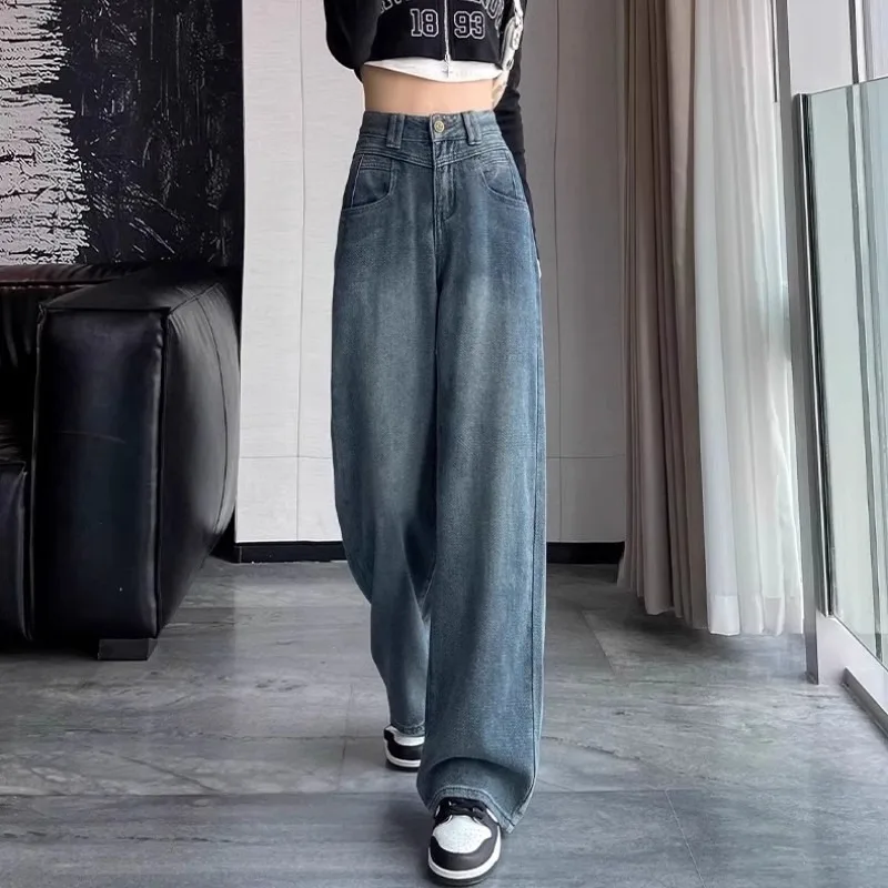 2026 New Casual Jeans Womens Straight Leg Denim Trousers Loose High Waist Light Blue Wide Leg Vintage Trousers
2026 New Casual Jeans Womens Straight Leg Denim Trousers Loose High Waist Light Blue Wide Leg Vintage Trousers