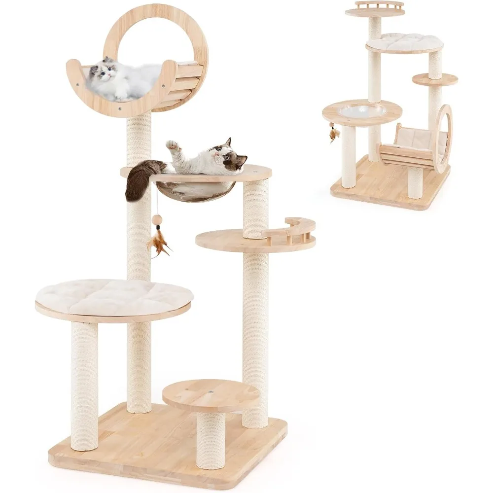 Solid Wood Cat Tree, 4-in-1 Building Block Large Cat Tower with Space Capsule Nest, Scratching Posts, Padded Platform,
Solid Wood Cat Tree, 4-in-1 Building Block Large Cat Tower with Space Capsule Nest, Scratching Posts, Padded Platform,