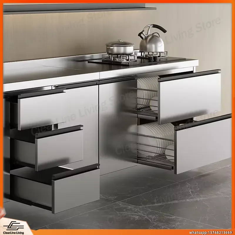 Nordic Stainless Steel Kitchen Cabinet Modern Designer Sink Base Cabinet Storage Unit High-End Home Furniture for Small
Nordic Stainless Steel Kitchen Cabinet Modern Designer Sink Base Cabinet Storage Unit High-End Home Furniture for Small
