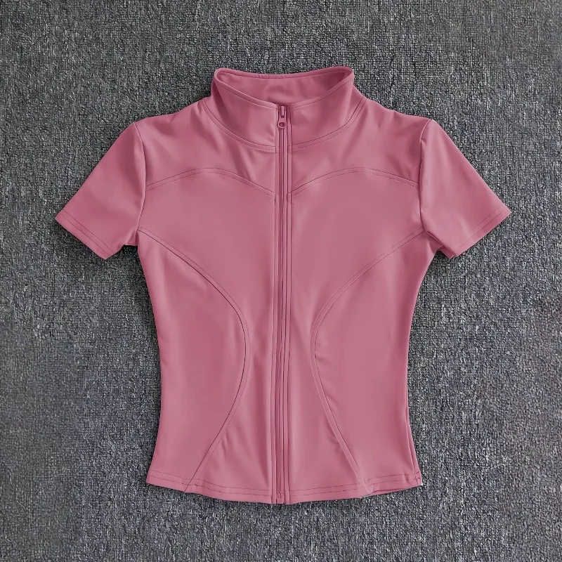 Summer Sport Slim Fit Tops Women's Quick-drying Tight Stand Collar Full Zipper Short Sleeve Shirt Solid Exercise Fitness Blouses
Summer Sport Slim Fit Tops Women's Quick-drying Tight Stand Collar Full Zipper Short Sleeve Shirt Solid Exercise Fitness Blouses