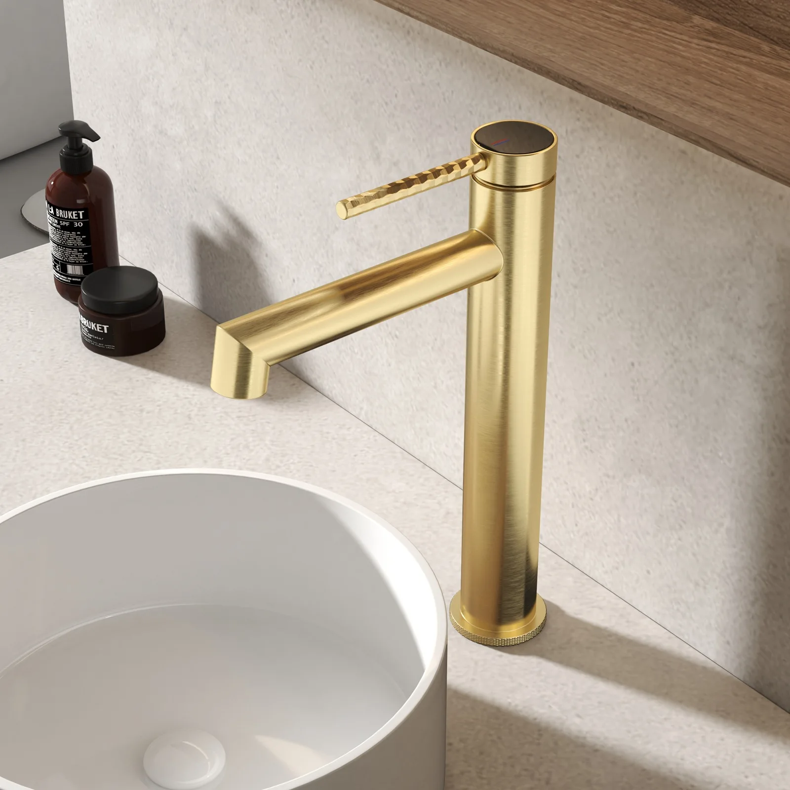 Simple style hot and cold water washbasin countertop single hole seat brushed gold all copper faucet
Simple style hot and cold water washbasin countertop single hole seat brushed gold all copper faucet