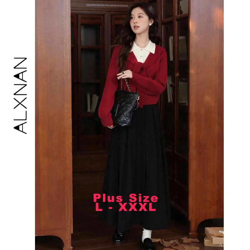 ALXNAN красные пуловеры больших размеров, искусственный двухсекционный отложной воротник, галстук, бант, пуговицы, трикотаж, осенние универсальные многослойные топы D58616
ALXNAN красные пуловеры больших размеров, искусственный двухсекционный отложной воротник, галстук, бант, пуговицы, трикотаж, осенние универсальные многослойные топы D58616