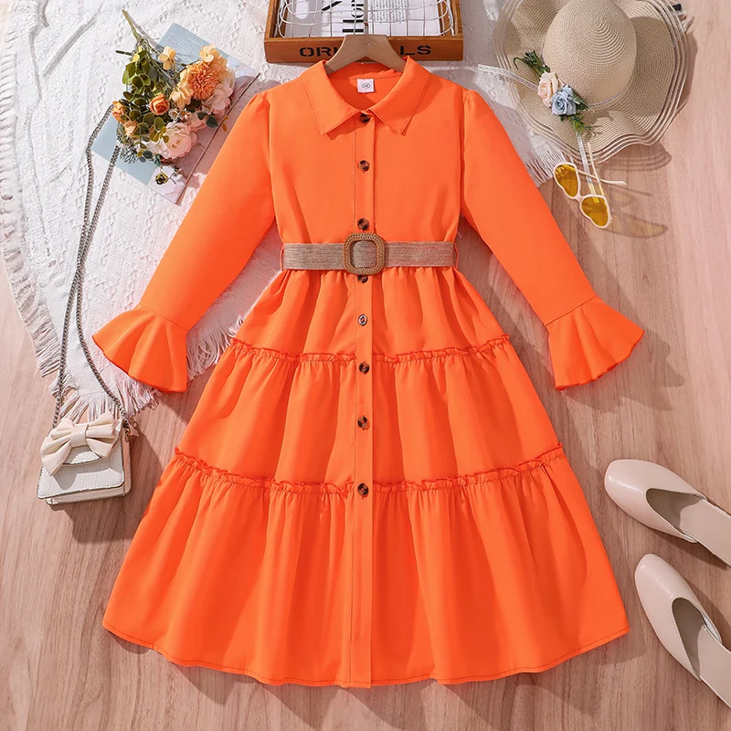 2024 Spring Autnmn New Korean Style Clothing Kids Casual Fashion Turn-Down Collar Shirt Long Sleeve Dress with Braided Belt
2024 Spring Autnmn New Korean Style Clothing Kids Casual Fashion Turn-Down Collar Shirt Long Sleeve Dress with Braided Belt