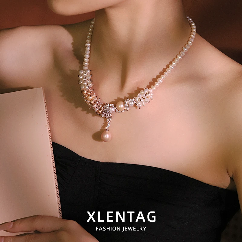 Purple White Natural Freshwater Pearl Flower Vine S-shaped Necklace Zircon Luxurious Design Necklace Women's Jewelry GN0831B
Purple White Natural Freshwater Pearl Flower Vine S-shaped Necklace Zircon Luxurious Design Necklace Women's Jewelry GN0831B