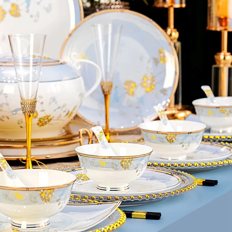 New Jingdezhen Bone China Dinnerware Set Home Use Complete Bowl Plate Dish Combo with Chopsticks Ideal Gift
New Jingdezhen Bone China Dinnerware Set Home Use Complete Bowl Plate Dish Combo with Chopsticks Ideal Gift