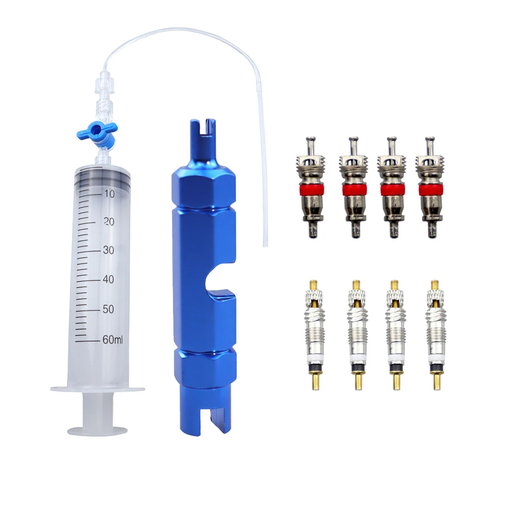 Tubeless Bike Tire Tool Repair Kit and Sealant Injector Syringe Set with Valve Removal Tool Kit
Tubeless Bike Tire Tool Repair Kit and Sealant Injector Syringe Set with Valve Removal Tool Kit