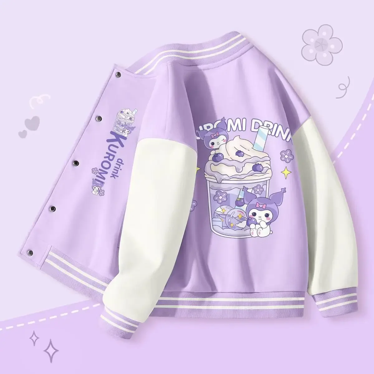 Sanrio аниме Kuromi Милая бейсбольная куртка для девочек Осень новинка детская свободная спортивная куртка для больших девочек с милым сердечком для девочки
Sanrio аниме Kuromi Милая бейсбольная куртка для девочек Осень новинка детская свободная спортивная куртка для больших девочек с милым сердечком для девочки