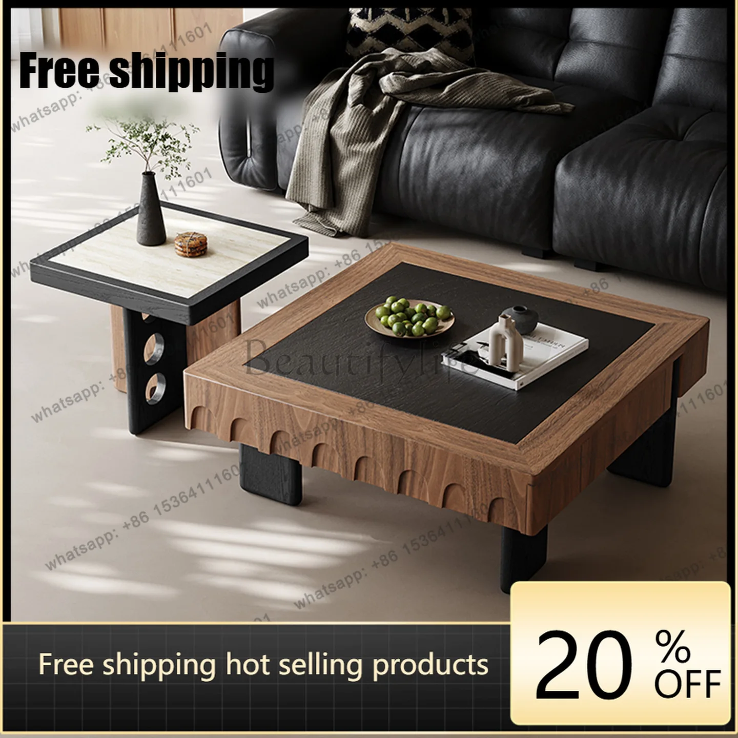 Solid wood small tea table retro log Nordic wabi-sabi coffee table
Solid wood small tea table retro log Nordic wabi-sabi coffee table