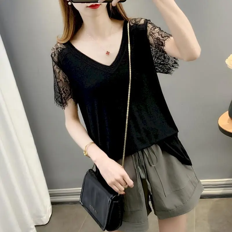 Oversized Thin Womens T Shirts Hollow Lace T-shirt Loose Sexy Fashion Trend Short Sleeve Tops Casual Woman Tshirts Summer New
Oversized Thin Womens T Shirts Hollow Lace T-shirt Loose Sexy Fashion Trend Short Sleeve Tops Casual Woman Tshirts Summer New