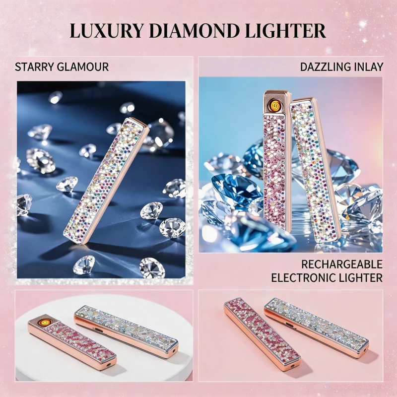 New Rhinestone Decor USB Rechargeable Lighter, Safe Flameless Design, Tiny Portable Size, Glamorous Daily Accessory for Ladies
New Rhinestone Decor USB Rechargeable Lighter, Safe Flameless Design, Tiny Portable Size, Glamorous Daily Accessory for Ladies