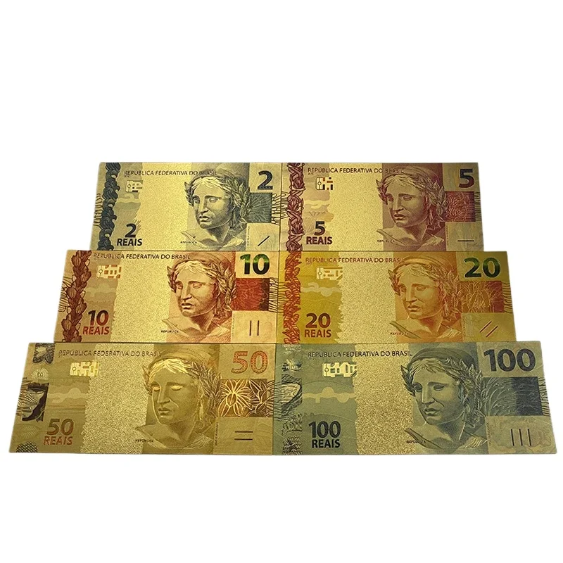 6Pcs/Set Nice Brazil Banknote 2 5 10 20 50 100 Real Banknote in 24k Gold Plated For Collection
6Pcs/Set Nice Brazil Banknote 2 5 10 20 50 100 Real Banknote in 24k Gold Plated For Collection