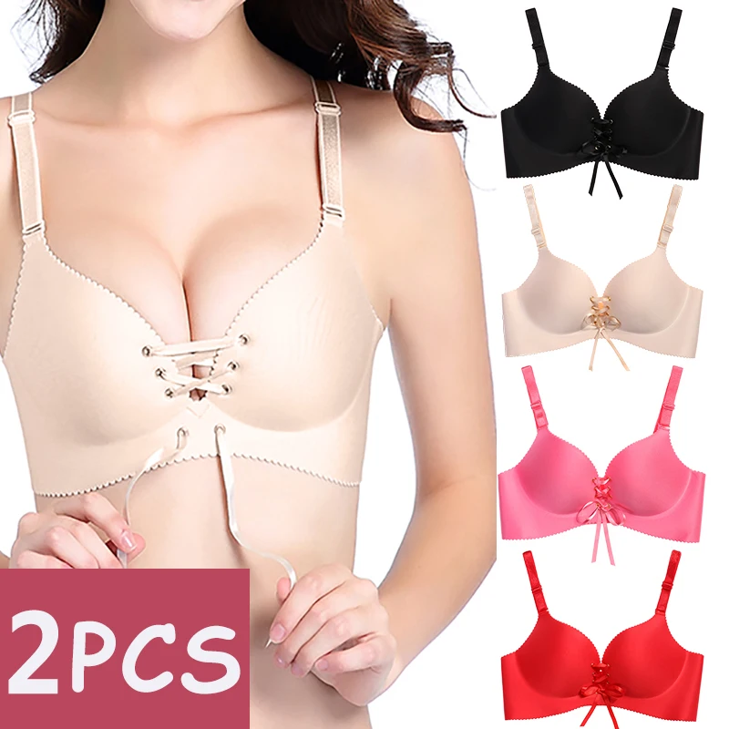 2PCS Sexy Push Up Bra Plus Size Bras for Women Seamless Bralette Wireless Brassieres Lingerie Deep V Black Red Bowknot Brassiere
2PCS Sexy Push Up Bra Plus Size Bras for Women Seamless Bralette Wireless Brassieres Lingerie Deep V Black Red Bowknot Brassiere