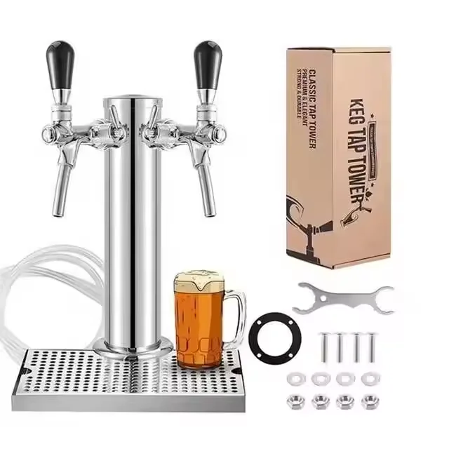 Stainless Steel Column Beer Dispenser with Hose,Wrench Brewing Dual Beer Faucet Tap Kegerator Tower with Beer Drip Tray,3'' Dia
Stainless Steel Column Beer Dispenser with Hose,Wrench Brewing Dual Beer Faucet Tap Kegerator Tower with Beer Drip Tray,3'' Dia
