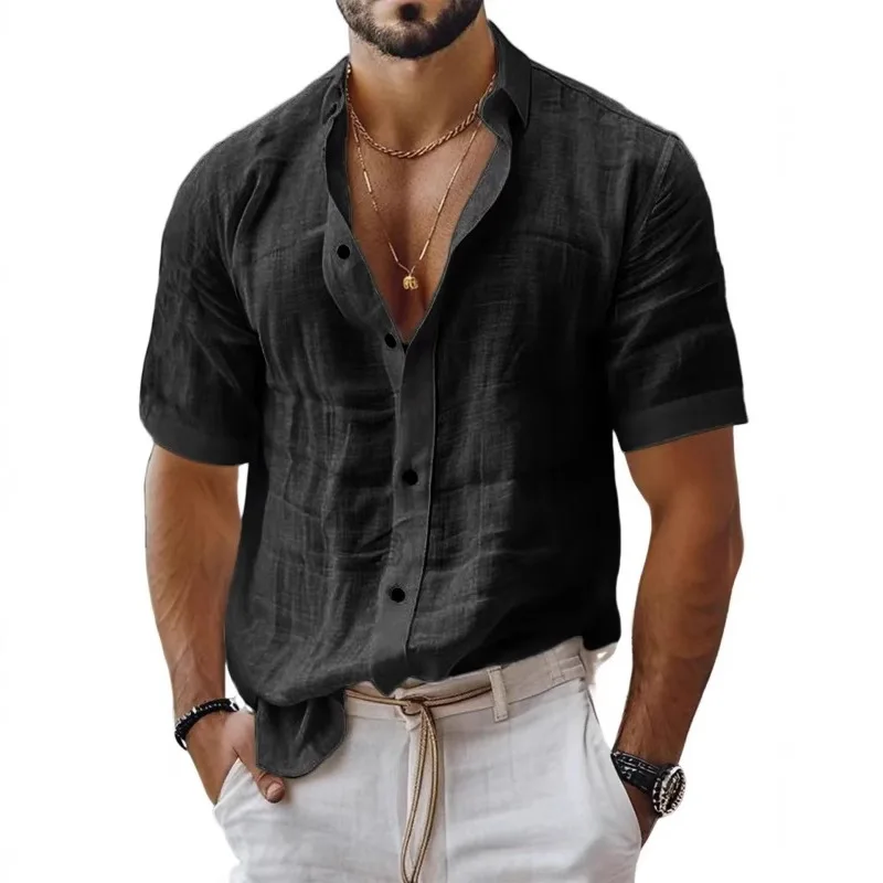 Linen Shirt Spring Summer Men Solid Color Lapel Blouse Top Clothing
Linen Shirt Spring Summer Men Solid Color Lapel Blouse Top Clothing