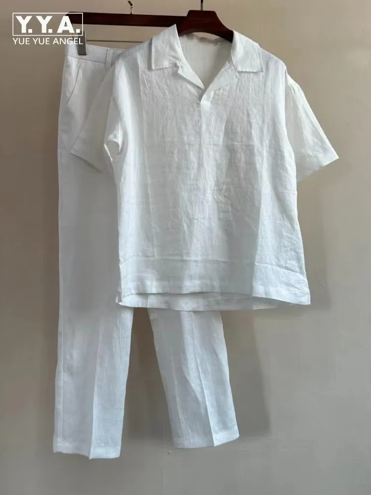 Mens Summer Short Sleeve Linen Shirt Outfits Thin Comfortable Pullover Casual Shirts Sets Elastic Waist Pant Matching Set Male
Mens Summer Short Sleeve Linen Shirt Outfits Thin Comfortable Pullover Casual Shirts Sets Elastic Waist Pant Matching Set Male