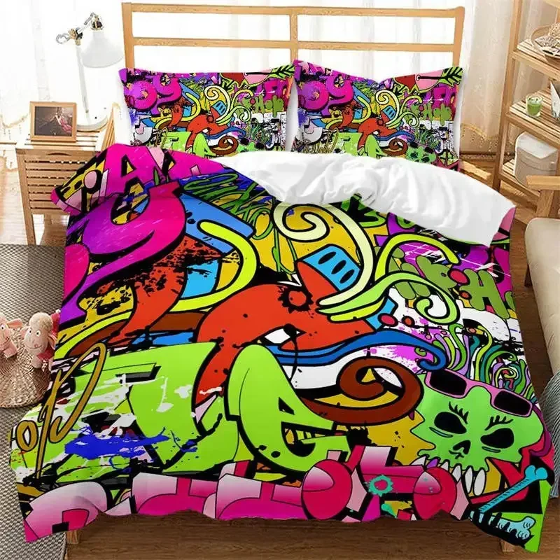 Luxury New 3D Print Graffiti Duvet Cover Hip Hop Street Culture Print Bedding Set Microfiber Colorful Overlapping Blocky Letters
Luxury New 3D Print Graffiti Duvet Cover Hip Hop Street Culture Print Bedding Set Microfiber Colorful Overlapping Blocky Letters