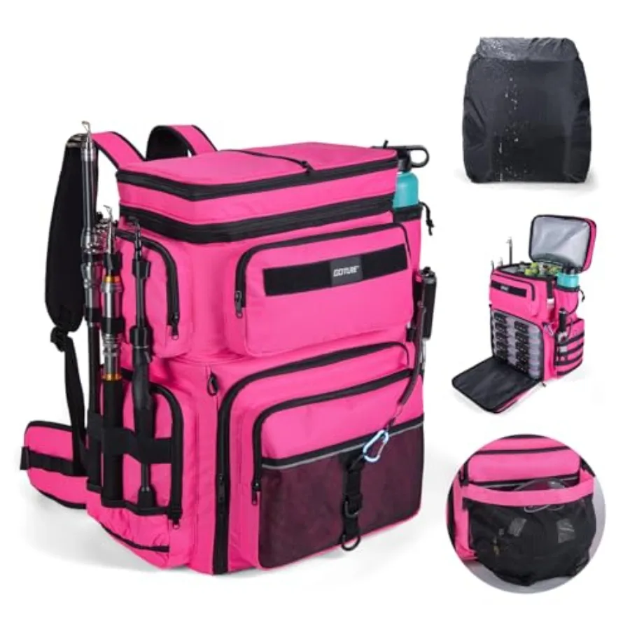 Fishing Backpack with Cooler, 66L 600D Tackle Backpack with 3 Rod Holders, Helmet Holder, Rain Cover, Saltwater Large Fishing B
Fishing Backpack with Cooler, 66L 600D Tackle Backpack with 3 Rod Holders, Helmet Holder, Rain Cover, Saltwater Large Fishing B