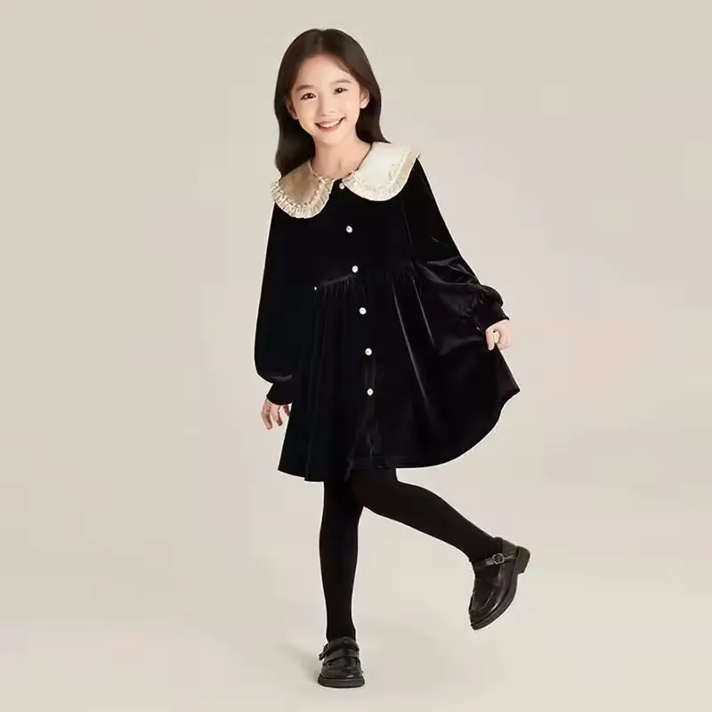 Girls Dress Autumn/Winter Children's Thick Velvet Long Sleeve Princess Dress High-end Fleece-lined Velvet Elegant Black Princes
Girls Dress Autumn/Winter Children's Thick Velvet Long Sleeve Princess Dress High-end Fleece-lined Velvet Elegant Black Princes