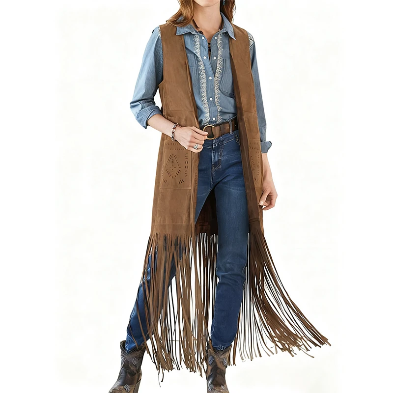 Autumn Women's Fringe Cardigan Vest, 70s Hippie Costume Faux Suede Sleeveless Tassel Long Cardigan Jacket Cowgirl Western Tops
Autumn Women's Fringe Cardigan Vest, 70s Hippie Costume Faux Suede Sleeveless Tassel Long Cardigan Jacket Cowgirl Western Tops