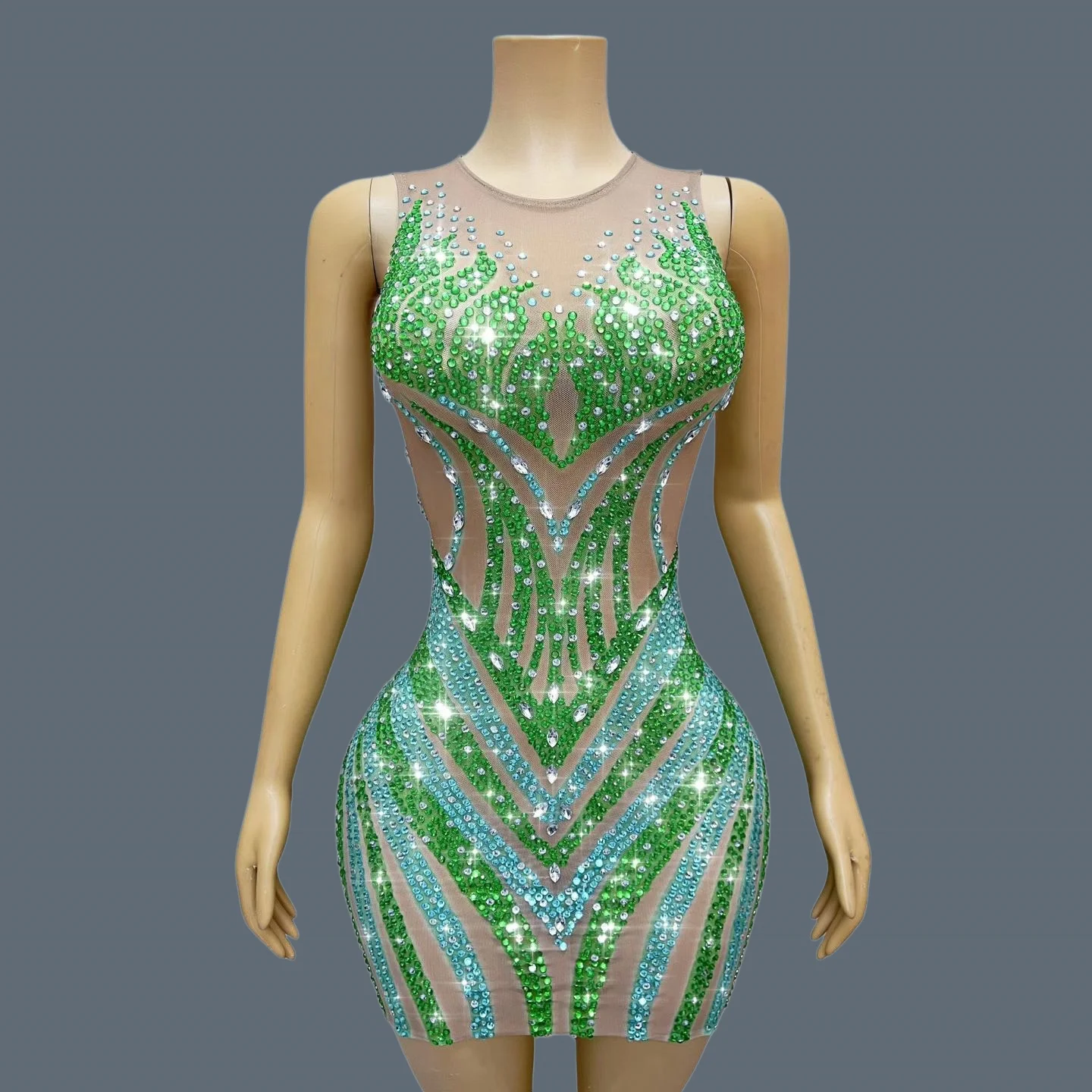 Sparkly Rhinestone Sheer Mesh Bodycon Green Dress Sleeveless Beaded Formal Dress Garden Party Nightclub Event Sexy Dress Lvhupan
Sparkly Rhinestone Sheer Mesh Bodycon Green Dress Sleeveless Beaded Formal Dress Garden Party Nightclub Event Sexy Dress Lvhupan