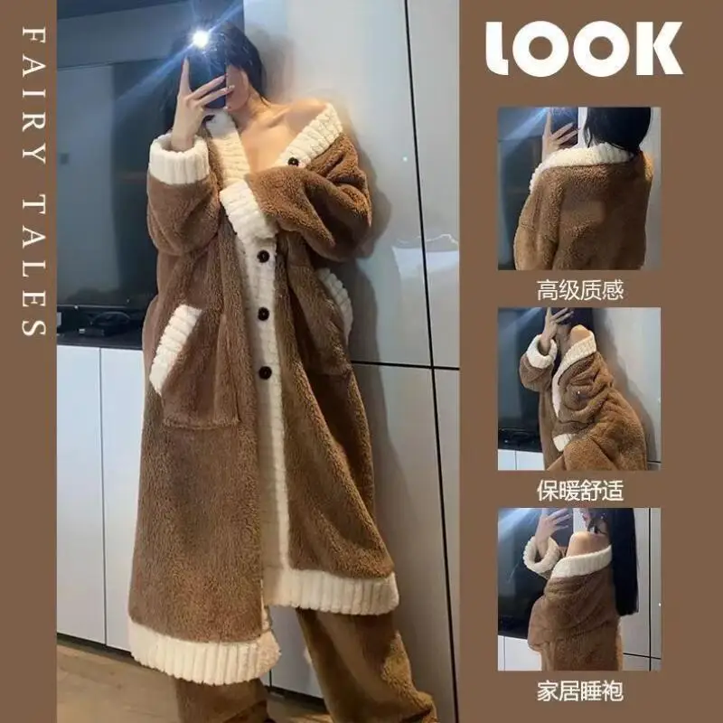 Girl Robe Set Autumn Winter Minimalist Pajamas Thicken Keep Warm Coral Fleece Sleepwear Bathrobe Nightwear Fleece-Lined Homewear
Girl Robe Set Autumn Winter Minimalist Pajamas Thicken Keep Warm Coral Fleece Sleepwear Bathrobe Nightwear Fleece-Lined Homewear