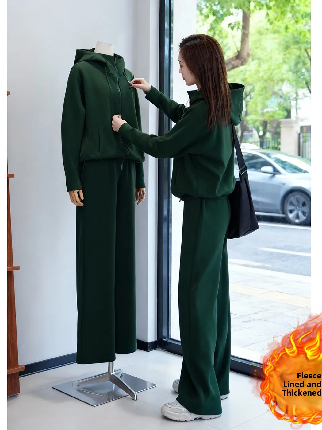 Korean Lazy Style Green Hoodie Wide Leg Pants Two Piece Set Casual Women's Suit Spring Autumn New Arrival Polyester Fiber
Korean Lazy Style Green Hoodie Wide Leg Pants Two Piece Set Casual Women's Suit Spring Autumn New Arrival Polyester Fiber