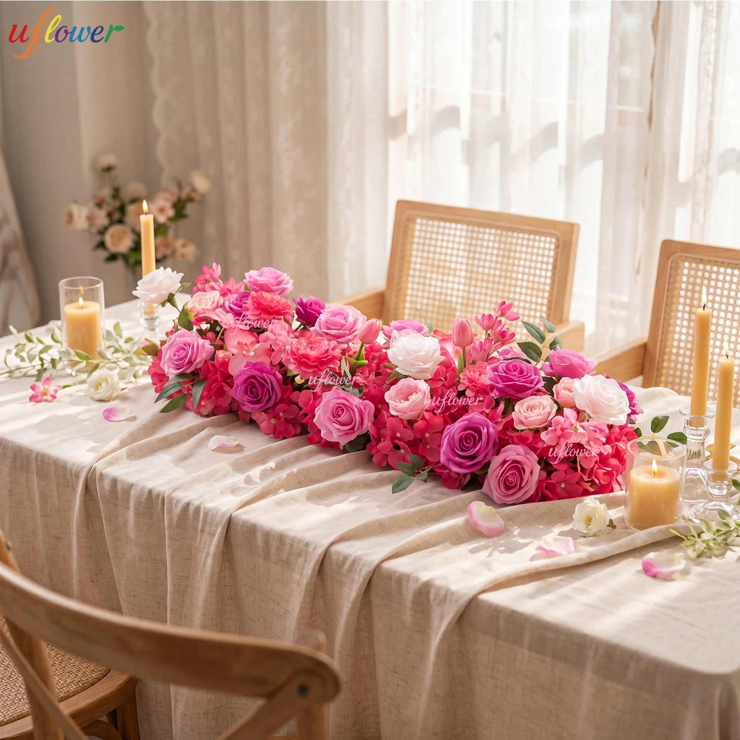 Table Centerpiece Artificial Fowers Romantic Rose Pink Rose Flower Row for Home Decor Wedding Party Backdrop Wall Decorations
Table Centerpiece Artificial Fowers Romantic Rose Pink Rose Flower Row for Home Decor Wedding Party Backdrop Wall Decorations