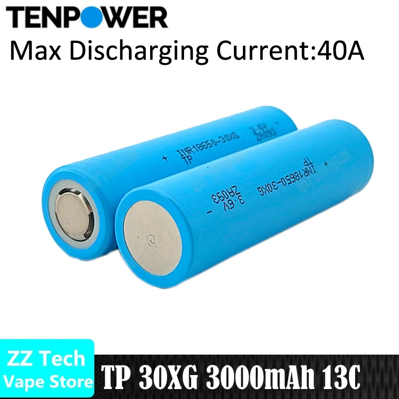 Grade A TenPower TP 30XG INR18650 Battery CDR 40A 3.6V 13C 3000mah Rechargable High Drain Lithium Ion Cell VS EVE 30PL
Grade A TenPower TP 30XG INR18650 Battery CDR 40A 3.6V 13C 3000mah Rechargable High Drain Lithium Ion Cell VS EVE 30PL