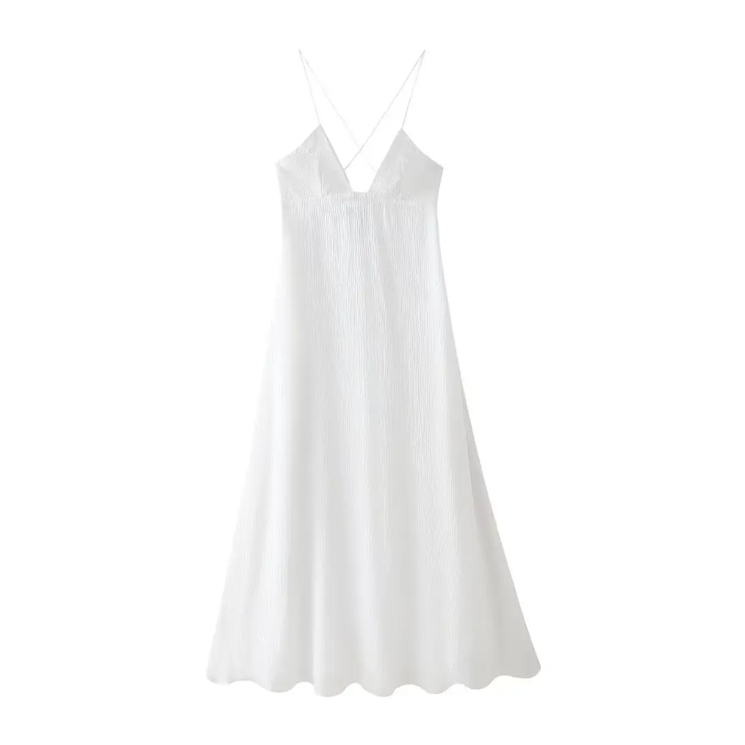 TRAFZA Women's Summer Fashion Solid V Neck Series Suspender Long Dress Female Elegant Zipper Backless Ankle-Length Long Dress
TRAFZA Women's Summer Fashion Solid V Neck Series Suspender Long Dress Female Elegant Zipper Backless Ankle-Length Long Dress