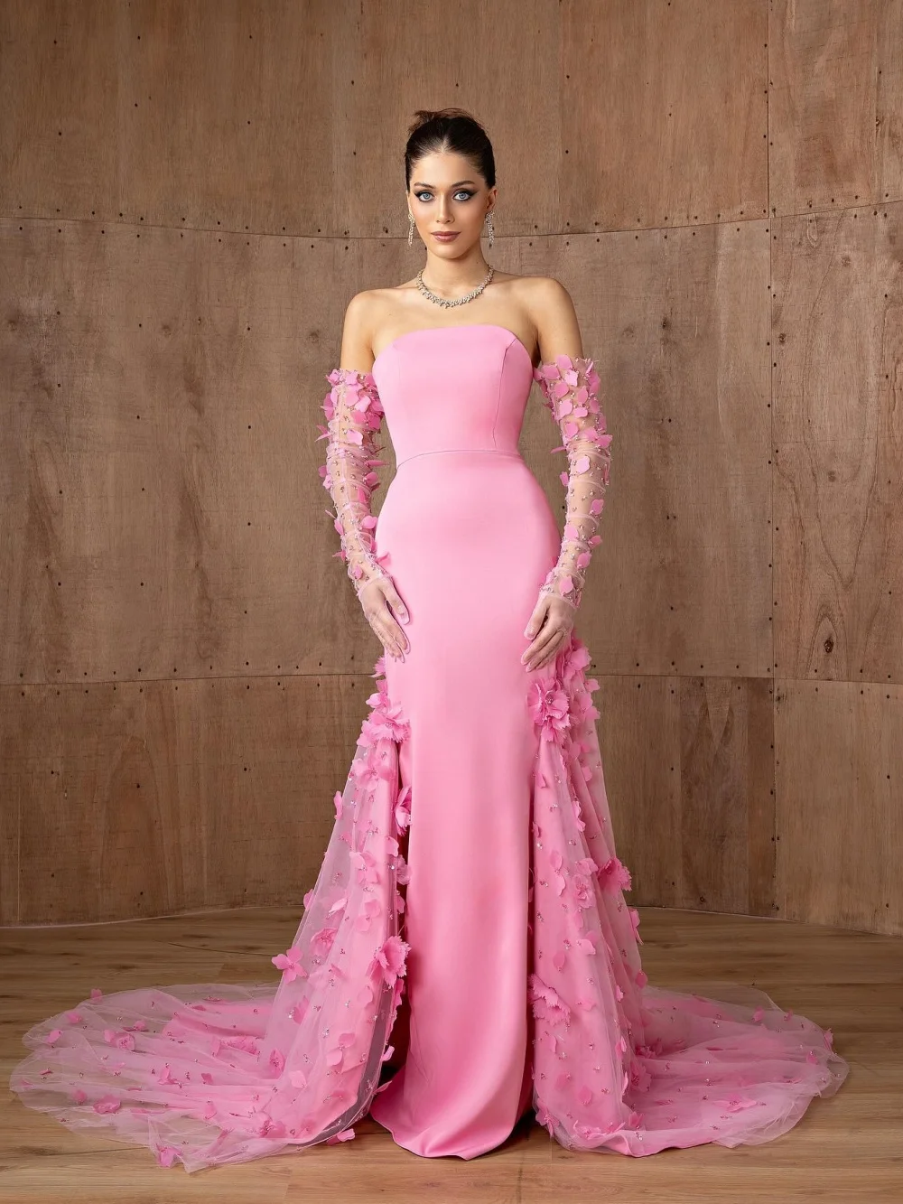 GraceProm Pink Strapless 3D Floral Tulle Evening Dress 2026 Premium Mermaid Red Carpet Gown Chic Floor-Length Party Gown Customi
GraceProm Pink Strapless 3D Floral Tulle Evening Dress 2026 Premium Mermaid Red Carpet Gown Chic Floor-Length Party Gown Customi