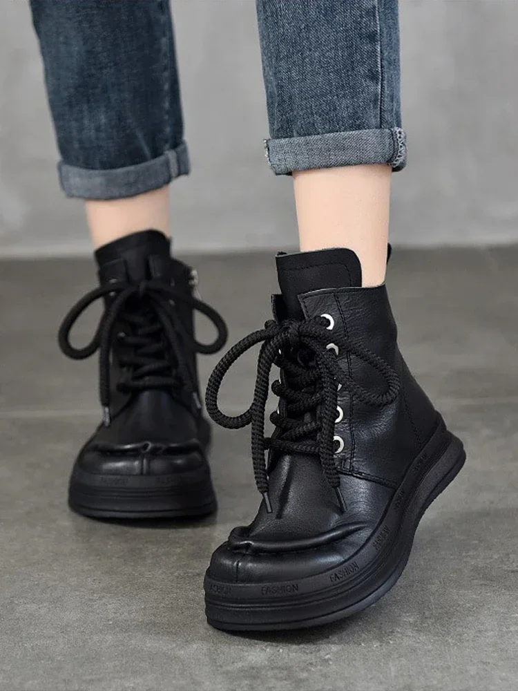 Birkuir Big Head Flat Platform Ankle Boots Women Lace Up Side Zip High Top Shoes Genuine Leather Elegant Thick Heel Short Boots
Birkuir Big Head Flat Platform Ankle Boots Women Lace Up Side Zip High Top Shoes Genuine Leather Elegant Thick Heel Short Boots
