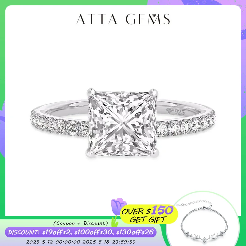 ATTAGEMS 18K Real Moissanite Rings Princess Cut D Color VVS1 8.0mm Au750 Etenity Diamond Engagement Wedding Rings For Women Gift
ATTAGEMS 18K Real Moissanite Rings Princess Cut D Color VVS1 8.0mm Au750 Etenity Diamond Engagement Wedding Rings For Women Gift
