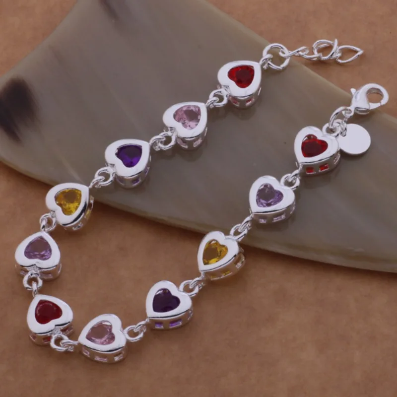 Браслет из стерлингового серебра 925 пробы с разноцветными цирконами в форме сердца для женщин и мужчин, свадебные и помолвочные украшения, модные аксессуары для вечеринок
Браслет из стерлингового серебра 925 пробы с разноцветными цирконами в форме сердца для женщин и мужчин, свадебные и помолвочные украшения, модные аксессуары для вечеринок