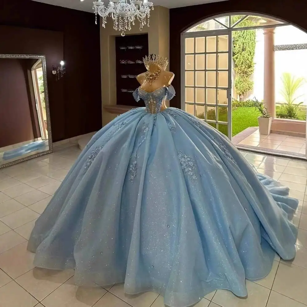 Blue Ball Gown Quinceanera Dresses Sexy Off Shoulder Cinderella Birthday Vestidos De 15 Anos XV Party Gowns Customized
Blue Ball Gown Quinceanera Dresses Sexy Off Shoulder Cinderella Birthday Vestidos De 15 Anos XV Party Gowns Customized