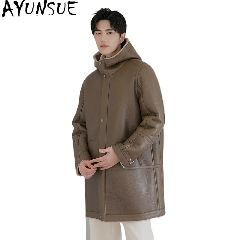 AYUNSUE Imported Merino Sheepskin Fur Jacket for Man Hooded Winter Mid-length Men Leather Jacket Real Fur Coat Luxury Chaqueta
AYUNSUE Imported Merino Sheepskin Fur Jacket for Man Hooded Winter Mid-length Men Leather Jacket Real Fur Coat Luxury Chaqueta