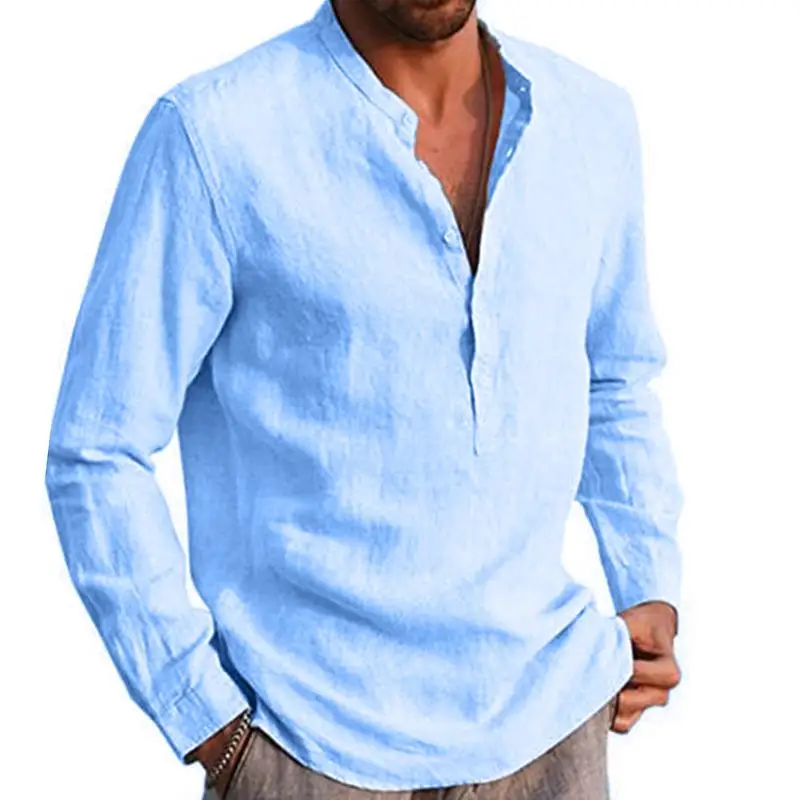 Pure Color Button-Up Long Sve Standing Collar irt Youth Trendy Loose Fit Breathable Summer Menswear European Simplici
Pure Color Button-Up Long Sve Standing Collar irt Youth Trendy Loose Fit Breathable Summer Menswear European Simplici