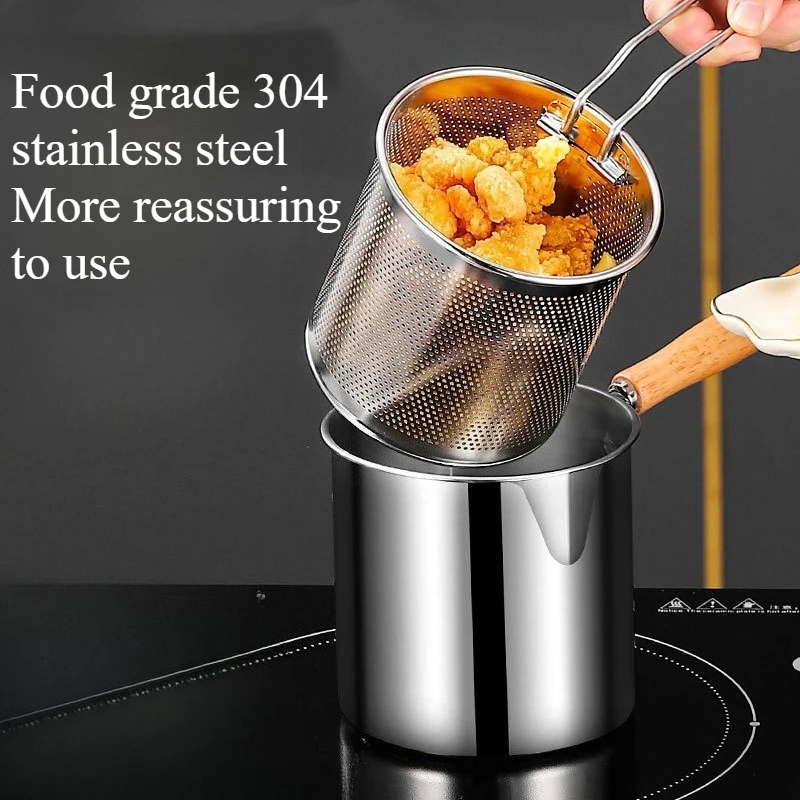 304 Stainless Steel Deepening Mini Fryer with Filter Screen for Household Use Multifunctional Kitchen Fuel-efficient Versatile
304 Stainless Steel Deepening Mini Fryer with Filter Screen for Household Use Multifunctional Kitchen Fuel-efficient Versatile