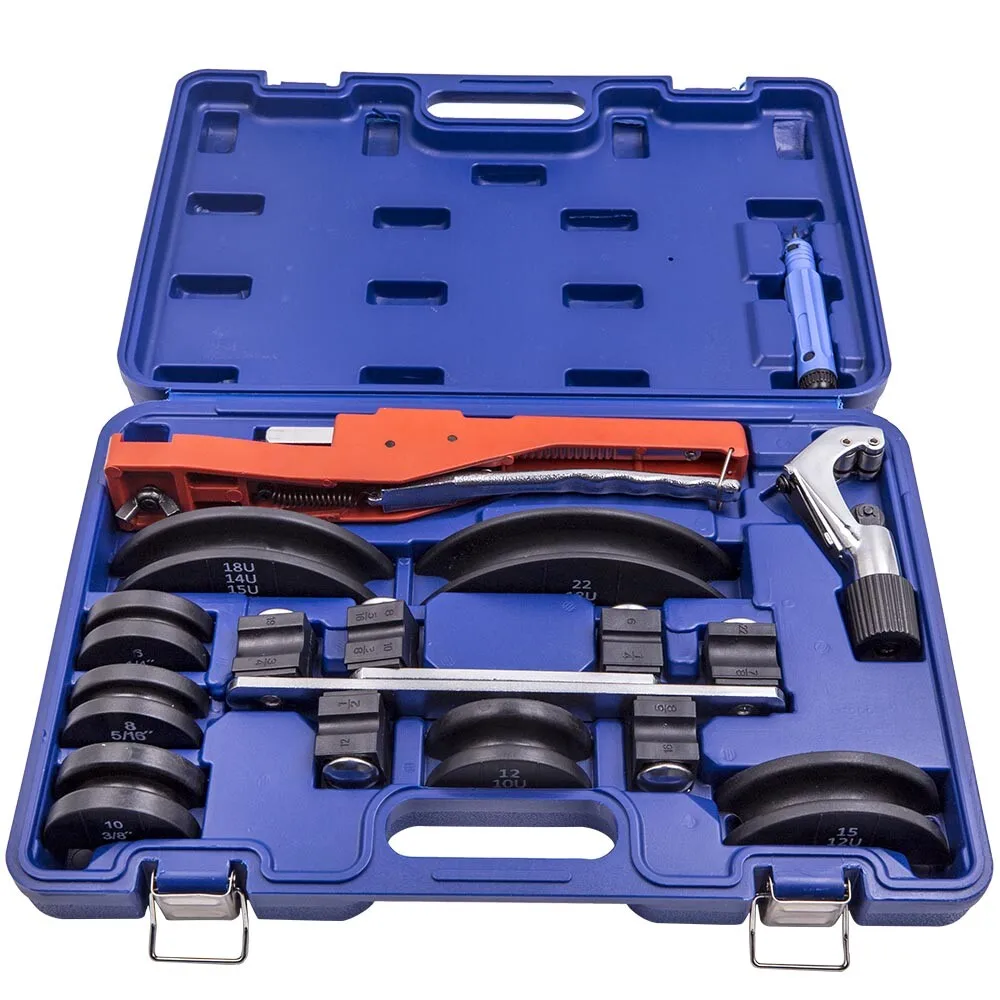 HVAC Ratcheting Pipe Tube Bender Tool Kit 1/2'' 1/4"-7/8" 90 Bending 7 Dies
HVAC Ratcheting Pipe Tube Bender Tool Kit 1/2'' 1/4"-7/8" 90 Bending 7 Dies
