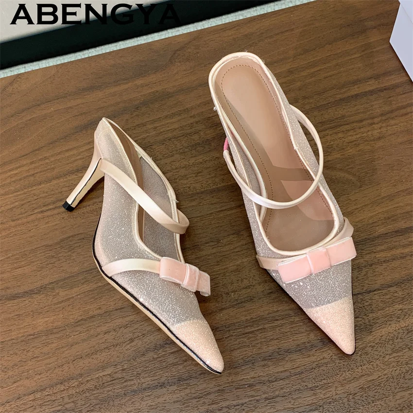 Shallow Mouth Lace Pointy Toe Mid Heels Slipers Women Designer Gladiator Mules Sandals 2025 Summer Sexy Dress Party Shoes Mujer
Shallow Mouth Lace Pointy Toe Mid Heels Slipers Women Designer Gladiator Mules Sandals 2025 Summer Sexy Dress Party Shoes Mujer