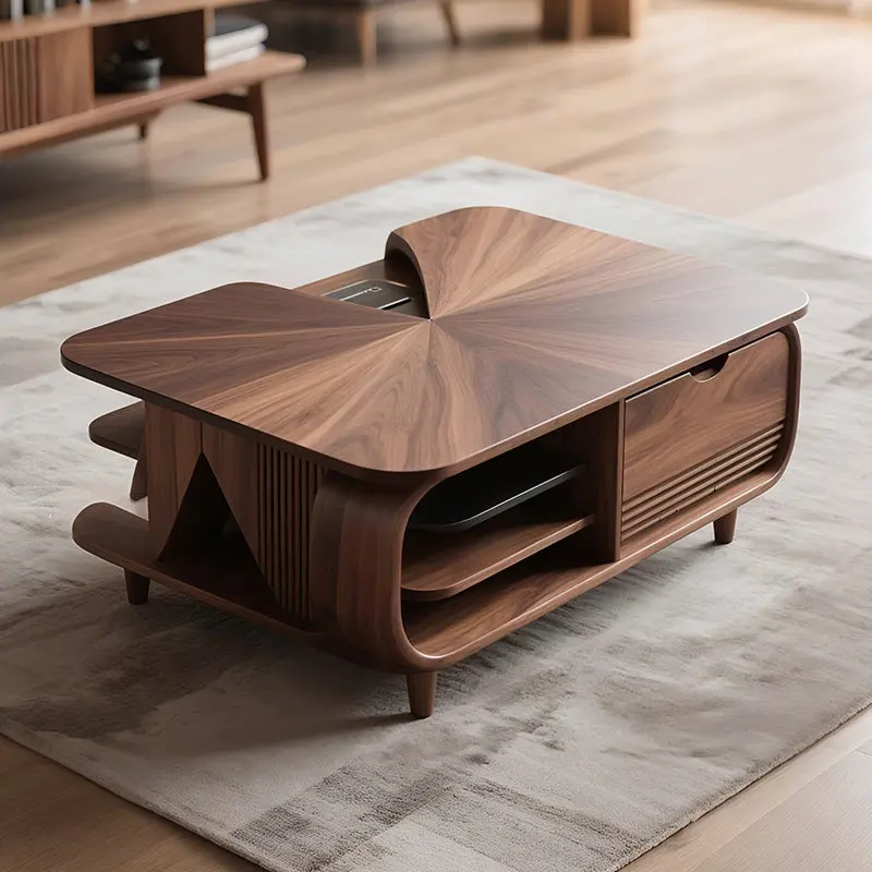 Italian new North American black walnut solid wood coffee table living room practical design sense storage antique coffee table
Italian new North American black walnut solid wood coffee table living room practical design sense storage antique coffee table