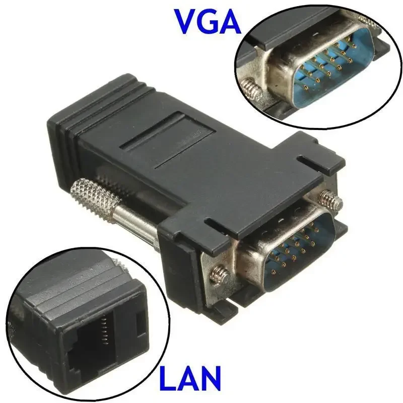 VGA Extender Male to LAN CAT5 CAT6 RJ45 Network Ethernet Cable Female Adapter Computer Extra Switch Converter Kit Black
VGA Extender Male to LAN CAT5 CAT6 RJ45 Network Ethernet Cable Female Adapter Computer Extra Switch Converter Kit Black 