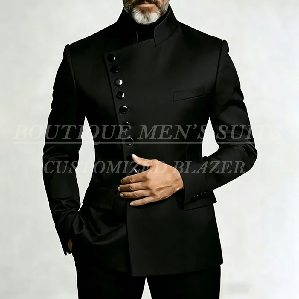 Black Men's Suits 2 Piece Jacket Pants Sets Fashion Single Breasted Stand Lapel Blazer Formal Business Male Clothing Costume
Black Men's Suits 2 Piece Jacket Pants Sets Fashion Single Breasted Stand Lapel Blazer Formal Business Male Clothing Costume