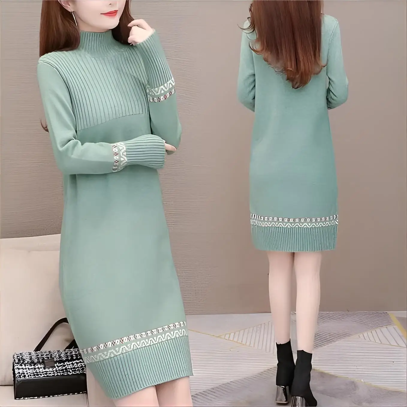 Knee Length Pullover K Pop Sweaters Jumpers Women Vintage Round-Neck Midi-Length Fall Adult Harajuku Tonal Patterned Slim-Fit OL
Knee Length Pullover K Pop Sweaters Jumpers Women Vintage Round-Neck Midi-Length Fall Adult Harajuku Tonal Patterned Slim-Fit OL